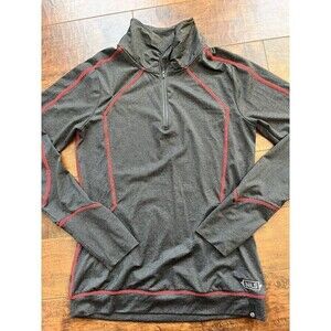 NILS Gray Red Active Baselayer Logn Sleeve 1/4 Zip READ BELOW